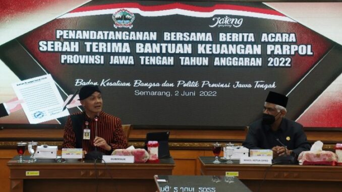 Sembilan Parpol di DPRD Jateng Terima Bantuan Dana Total Senilai Rp20,36 Miliar