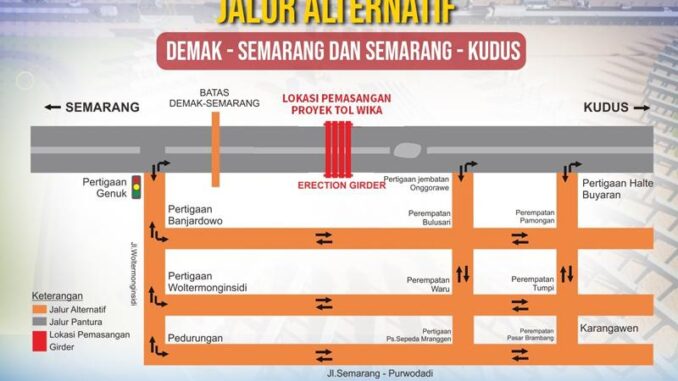 jalur_alternatif Ada Pemasangan Balok Girder di Proyek Tol Semarang-Demak, Ini Jalur Alternatifnya