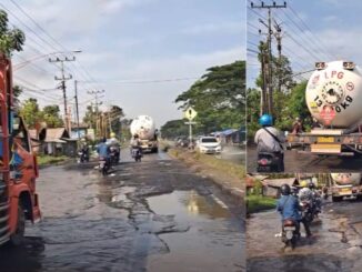 Ruas Jalan Pantura Demak Semarang Rusak