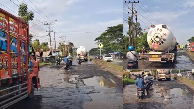 Ruas Jalan Pantura Demak Semarang Rusak