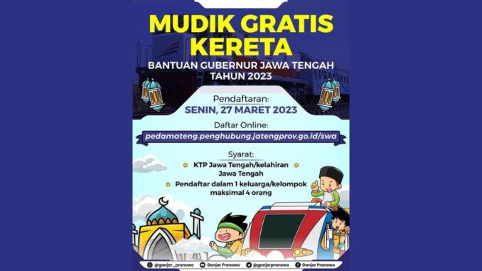 Mudik Gratis Kereta gubernur jateng