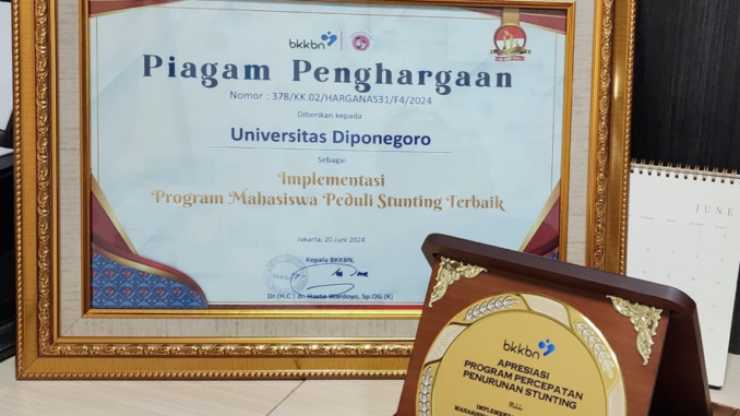 UNDIP Raih Penghargaan “Implementasi Program Mahasiswa Peduli Stunting Terbaik 2024” dari BKKBN UNDIP Raih Penghargaan “Implementasi Program Mahasiswa Peduli Stunting Terbaik 2024” dari BKKBN