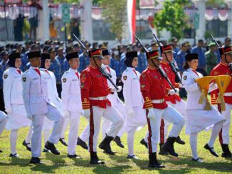 Paskibraka Kota Yogyakarta yang bertugas pada Upacara Pengibaran Bendera 17 Agustus 2024 di Balai Kota.