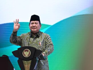 Presiden Prabowo Subianto saat hadir pada acara Puncak Resepsi Harlah Ke-102 NU, Rabu (5/2/2025) malam di Istora Senayan Jakarta. (Dok. Setneg)