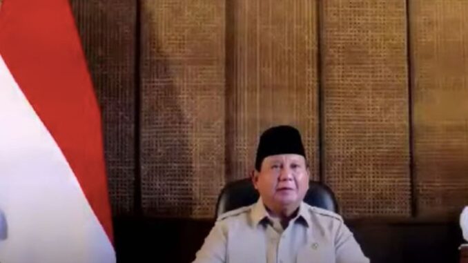 Presiden Prabowo dalam pidato peresmian proyek energi secara daring dari bali , Kamis, 26 Juni 2025.