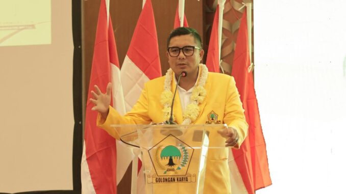 Ketua DPD Partai Golkar Jawa Tengah, Mohammad Saleh dalam acara Musyawarah Daerah (Musda) XI Kabupaten Brebes di Balroom Hotel Grand Dian Brebes, Kamis (28/8/2025).