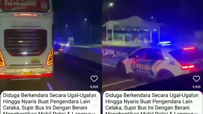Video Viral Polisi Zig - Zag di Tol, Dihentikan Sopir Bus