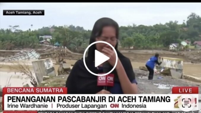 Video viral memperlihatkan reporter CNN Indonesia Irine Wardhanie menangis saat melaporkan kondisi pascabencana Aceh Tamiang, bantuan belum merata.
