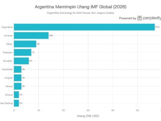 Grafik ini menunjukkan kesenjangan signifikan antara tiga peminjam teratas dengan negara-negara lainnya, di mana Argentina sendiri menyumbang hampir 36% dari total utang 10 negara ini. Visualisasi ini cocok untuk artikel berita Anda di joss.co.id untuk mempermudah pembaca memahami distribusi utang IMF global.