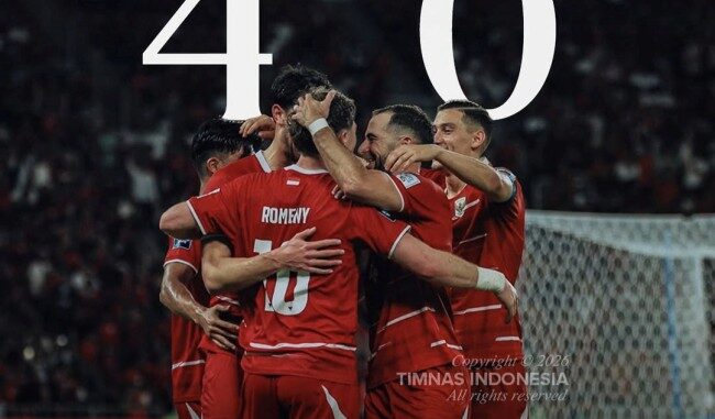 Timnas Indonesia naik ke peringkat 120 FIFA usai menang 4-0 atas Saint Kitts and Nevis dan lolos ke final FIFA Series 2026 melawan Bulgaria di SUGBK Jakarta. Timnas Indonesia naik ke peringkat 120 FIFA usai menang 4-0 atas Saint Kitts and Nevis dan lolos ke final FIFA Series 2026 melawan Bulgaria di SUGBK Jakarta.