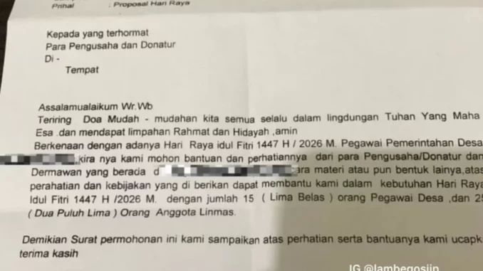 Surat permintaan THR Desa Jampang Bogor ke pengusaha viral di media sosial. Kepala desa mengaku khilaf, menarik surat, dan memastikan belum terima uang sepeserpun.radarbogor.