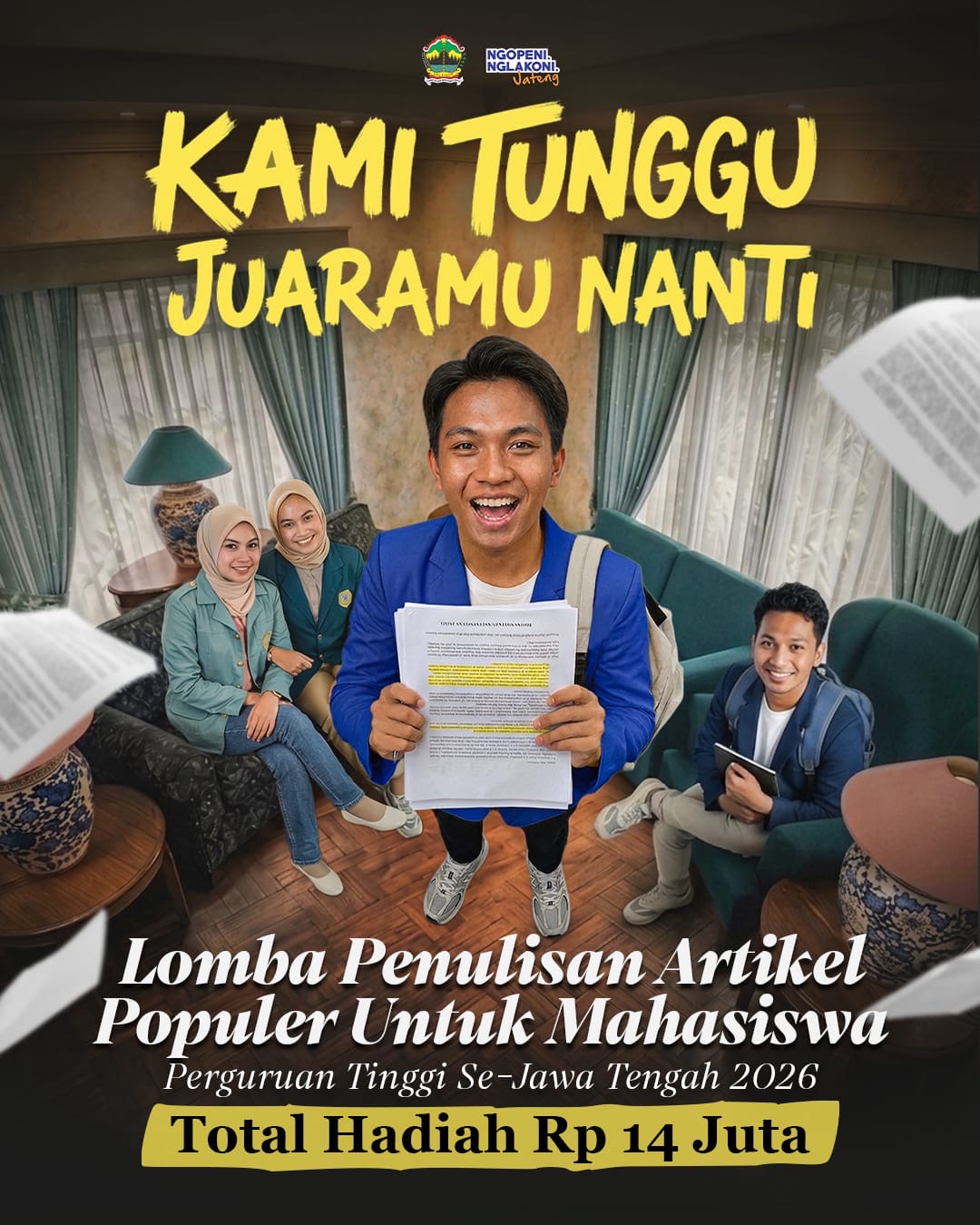 Pemprov Jateng gelar lomba artikel mahasiswa 2026 dengan hadiah Rp14 juta, tema pembangunan Jawa Tengah, daftar hingga 13 Mei.