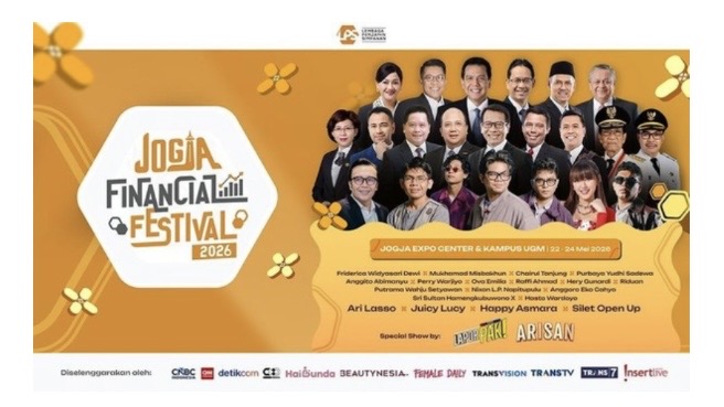Jogja Financial Festival 2026 digelar di JEC Bantul 22-25 Mei, hadirkan tokoh nasional, edukasi keuangan, dan hiburan gratis untuk masyarakat.