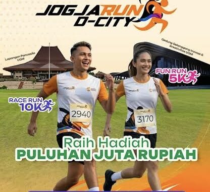 Jogja Run D-City 2026 digelar 24 Mei di area UGM Yogyakarta, hadirkan lomba lari dengan rute ikonik, kategori lengkap, hadiah puluhan juta, dan festival meriah.