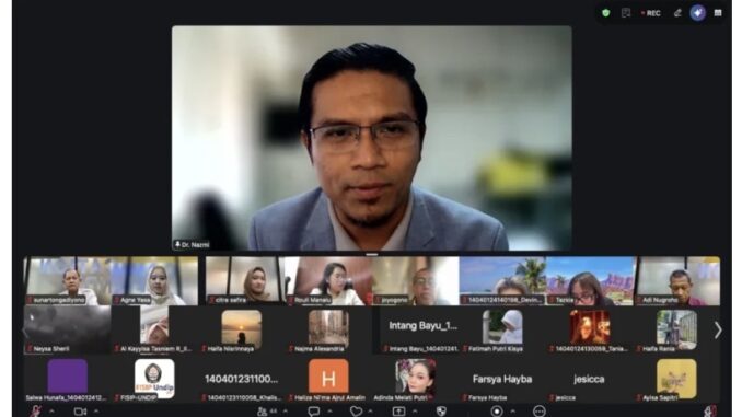 Departemen Ilmu Komunikasi FISIP Undip gelar kuliah internasional tentang budaya newsroom digital dengan Associate Prof Dr Shahrul Nazmi dari Malaysia, 25 Mei 2026.