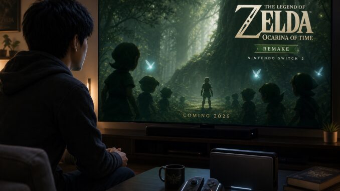 Ilustrasi, Remake “The Legend of Zelda: Ocarina of Time” resmi diumumkan untuk Nintendo Switch 2 dan akan rilis pada 2026 dengan teaser trailer bertema Kokiri. Ilustrasi, Remake “The Legend of Zelda: Ocarina of Time” resmi diumumkan untuk Nintendo Switch 2 dan akan rilis pada 2026 dengan teaser trailer bertema Kokiri.