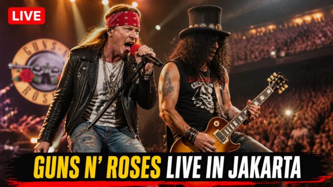 Simak rincian tiket murah konser Guns N' Roses (GNR) Jakarta 2026 lengkap dengan harga presale, general sale, jadwal penjualan, dan kategori kursi resmi.