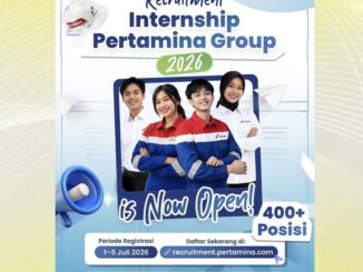Poster resmi internship Pertamina Group 2026 dengan informasi 400 posisi untuk fresh graduate