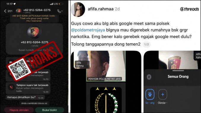 Nomor WhatsApp 081252643275 yang mengaku Bareskrim Polri dipastikan penipuan. Warga diminta waspada terhadap modus video call.