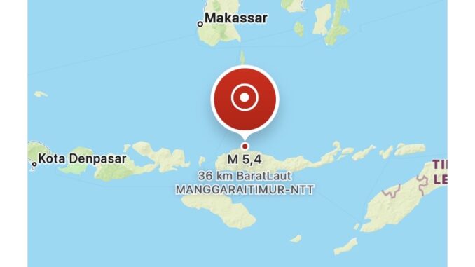Gempa bumi magnitudo 5,4 guncang Manggarai Timur, NTT pada 20 Agustus 2026. BMKG memastikan gempa dangkal ini tidak berpotensi tsunami.