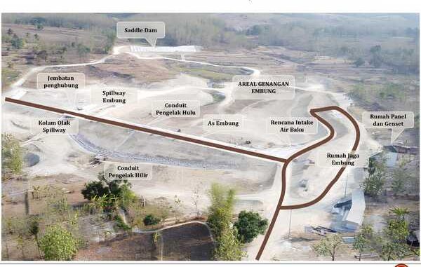 Pembangunan Embung Kaliombo di Rembang capai 77 persen (deviasi +7,19%). Siap tampung 176 ribu meter kubik air baku dan irigasi, rampung 30 Desember 2026.
