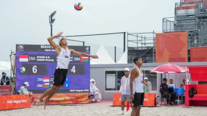 Pasangan Bintang/Sofyan menyumbang medali perak voli pantai Asian Games 2026 setelah duel sengit lawan Qatar. Total Indonesia kini raih 38 medali. Pasangan Bintang/Sofyan menyumbang medali perak voli pantai Asian Games 2026 setelah duel sengit lawan Qatar. Total Indonesia kini raih 38 medali.