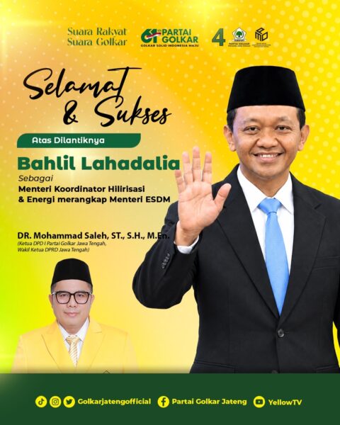 Ketua DPD Partai Golkar Jawa Tengah, Mohammad Saleh